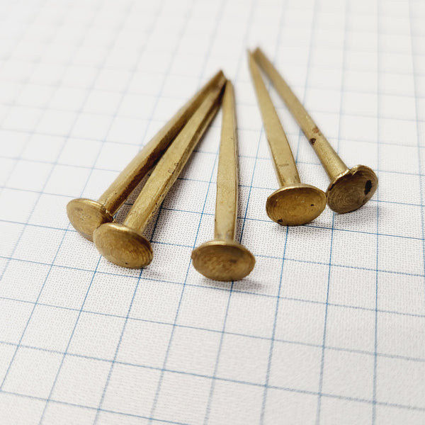Vintage Brass-Plated Steel Trunk Nails 1 3/8"  (1/4 lb Bag) - Naturally Aged