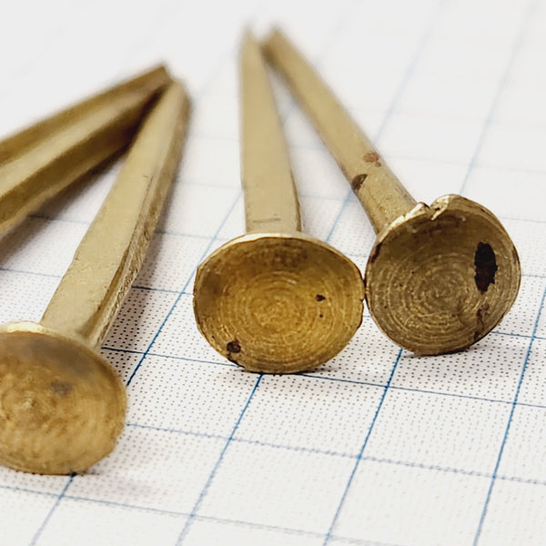 Vintage Brass-Plated Steel Trunk Nails 1 3/8"  (1/4 lb Bag) - Naturally Aged