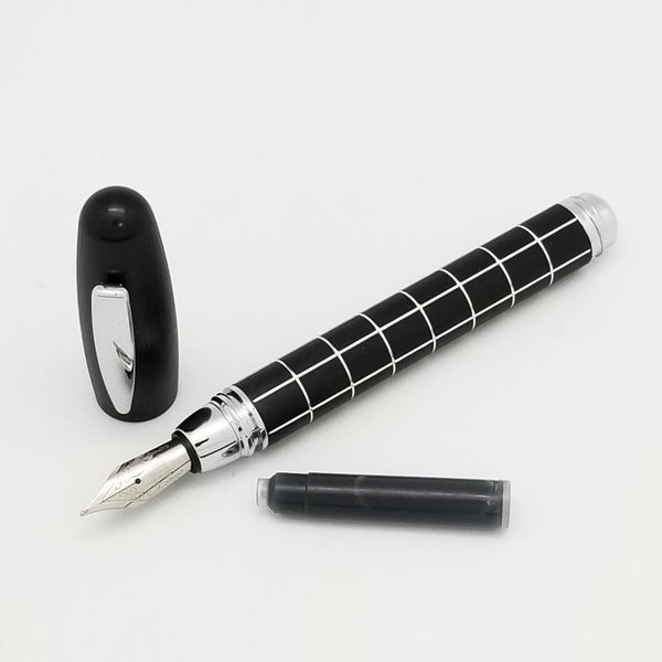 Padrino Padrino Breve Grid-Pattern Anodized Aluminum Medium Fountain Pen freeshipping - RiNo Distribution