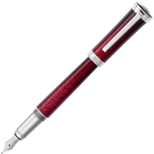 Cartier Limited Edition Art Deco Red Lacquer 18kt Gold Medium Fountain Pen