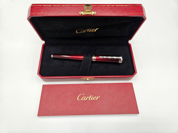Cartier Limited Edition Art Deco Red Lacquer 18kt Gold Medium Fountain Pen