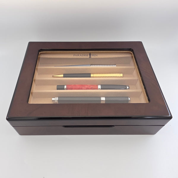 Paradise Pen Real Burlwood 5-Pen Chest - Oversized Slots for Large Fountain Pens