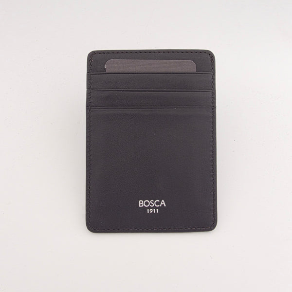 Bosca Men's Black Nappa Vitello Deluxe Front Pocket Wallet w/Moneyclip 78-100