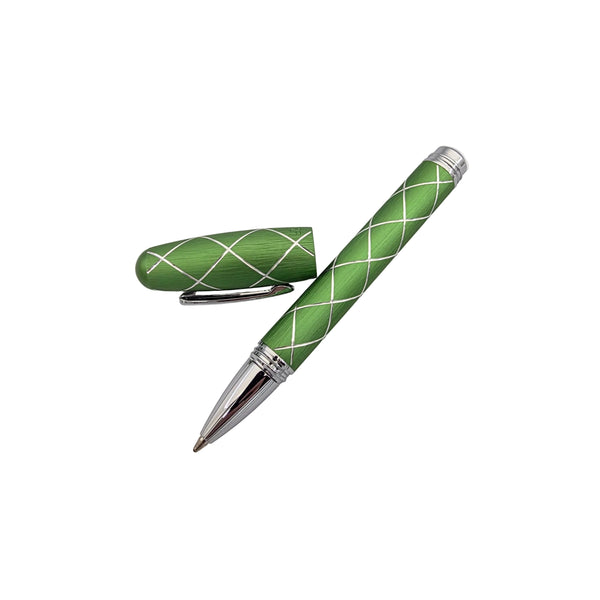 Padrino Brève Diamond Ballpoint Pen - Brushed Aluminum - Lime Green