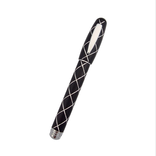 Padrino Brève Diamond Ballpoint Pen - Brushed Aluminum - Black