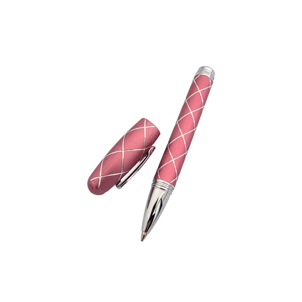 Padrino Brève Diamond Ballpoint Pen - Brushed Aluminum - Pink