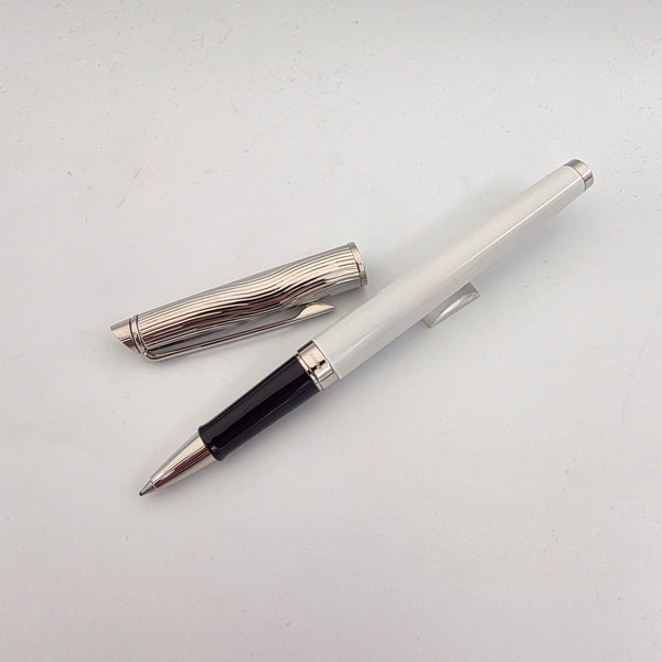 Waterman Hemisphere Deluxe White Wave Medium Roller Ball Pen (S0921290)