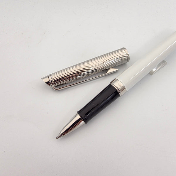 Waterman Hemisphere Deluxe White Wave Medium Roller Ball Pen (S0921290)