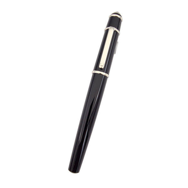 Cartier Diabolo Fountain Pen Black Platinum Silver Trim 18k Gold Medium Nib Box