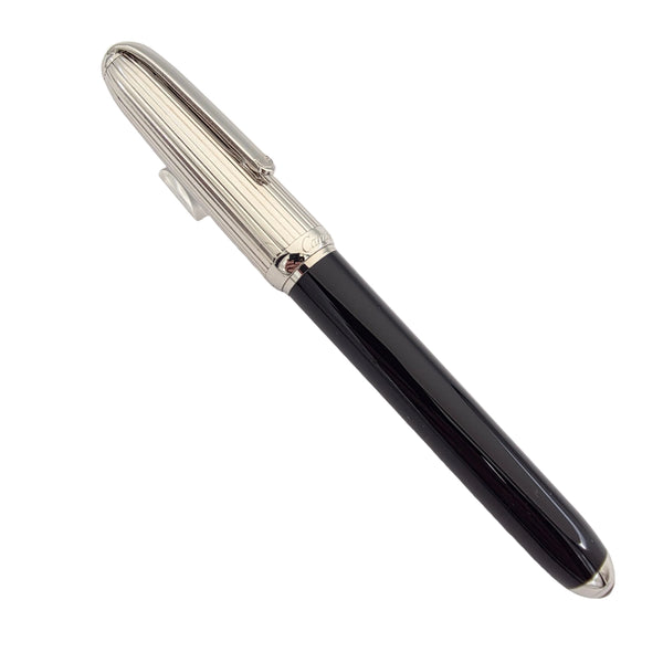 Louis Cartier Godrons 18kt Gold Black/Palladium Medium Fountain Pen - NEW