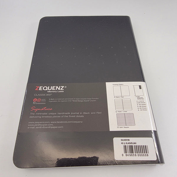 Zequenz Classic 360 A5 Signature Series Notebook - Color: Black, Pages: BLANK