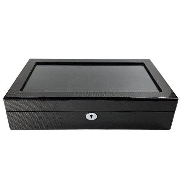Lockable Carbon Fiber 12-watch storage box