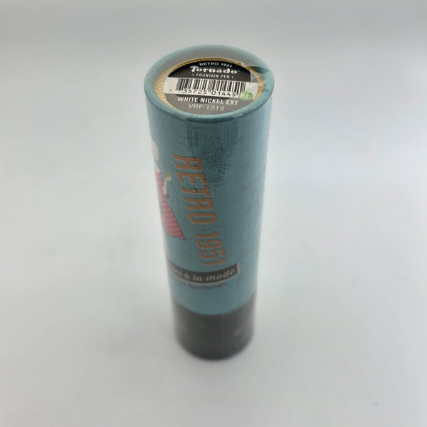 Retro 51 White Nickel Medium Tornado Fountain Pen VRF-1312 New/Sealed