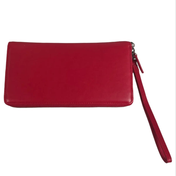 Scully Slim Zip-Around Red Leather Clutch Wallet #4005-11-20