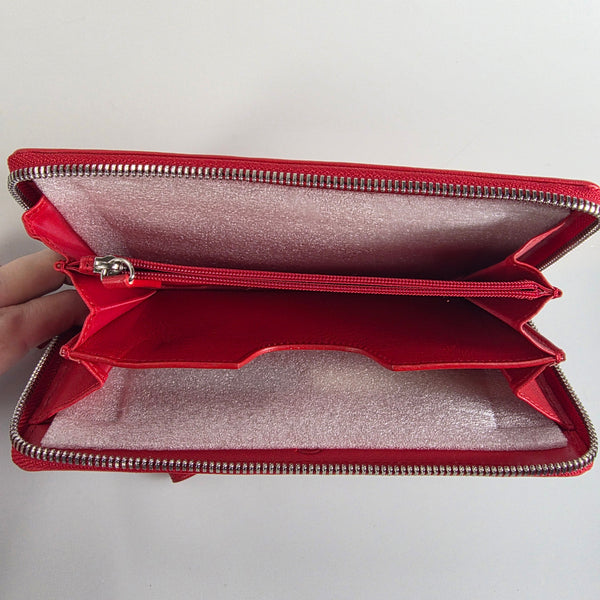 Scully Slim Zip-Around Red Leather Clutch Wallet #4005-11-20