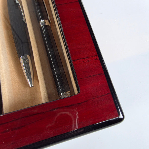 Paradise Pen Teak Wood 20-Pen Display Case Chest - 2-Tier Suede Lined Box