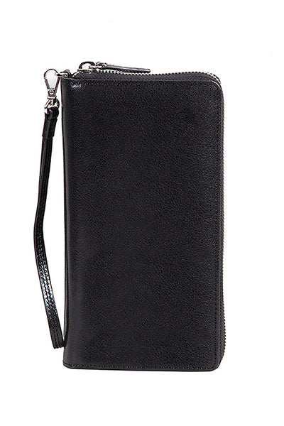 Scully Slim Zip-Around Black Leather Clutch Wallet #4005
