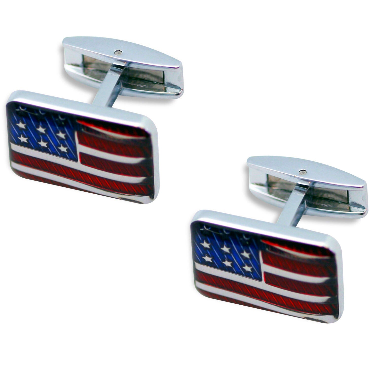 Patriot Deep-Etched, Lacquer-Filled American Flag Cufflinks New!