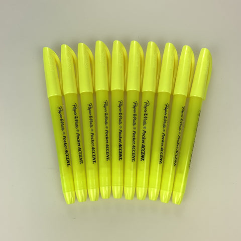 Papermate Pocket Accent Yellow Highlighter - 10 pack