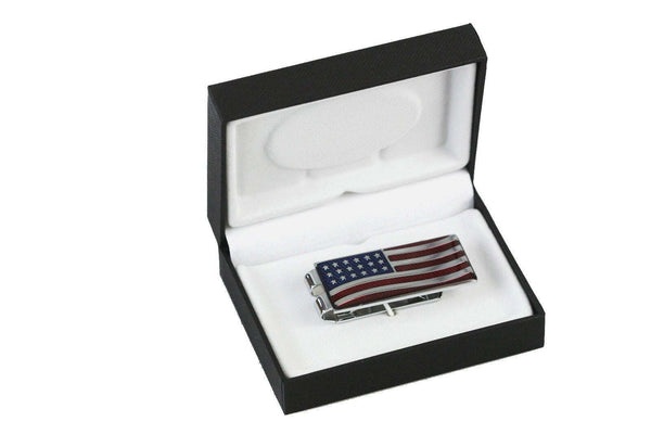 Patriot Deep-Etched, Lacquer-Filled American Flag Spring Steel Moneyclip New!