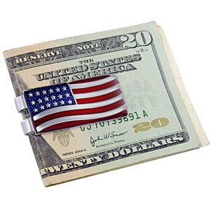 Patriot Deep-Etched, Lacquer-Filled American Flag Spring Steel Moneyclip New!