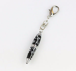 Padrino Pixie Black Clef Note Print Crystal Keychain Carabiner Ballpoint Pen