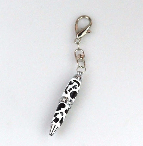 Padrino Pixie Cow Print Crystal Keychain Carabiner Ballpoint Pen