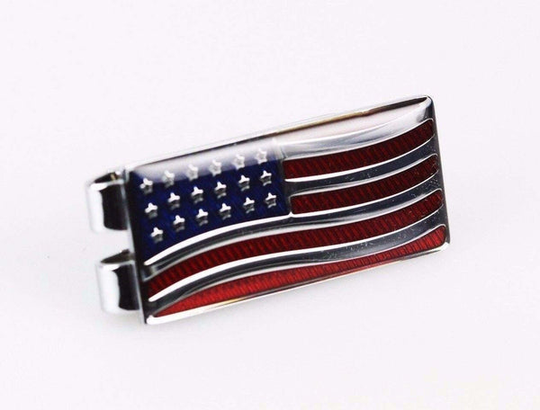 Patriot Deep-Etched, Lacquer-Filled American Flag Spring Steel Moneyclip New!