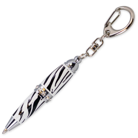 Padrino Pixie Zebra Print Crystal Keychain Carabiner Ballpoint Pen