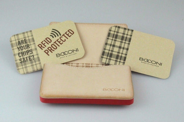 Boconi Leather Magentic Kylie Berry w/Blonde RFID Card Case (905-3427) New!