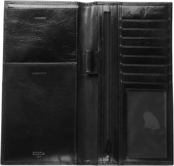 Bosca Flight Attendant Document Organizer Black Old Leather 625-58