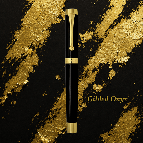 Gilded Onyx Sherpa Ultimate premium metal Sharpie case featuring a gloss black body and gold accents