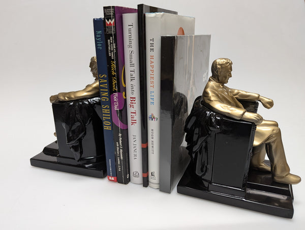 Lincoln in chair brass/black bookends by PM Craftsman #150B