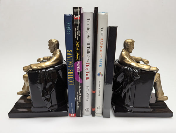 Lincoln in chair brass/black bookends by PM Craftsman #150B