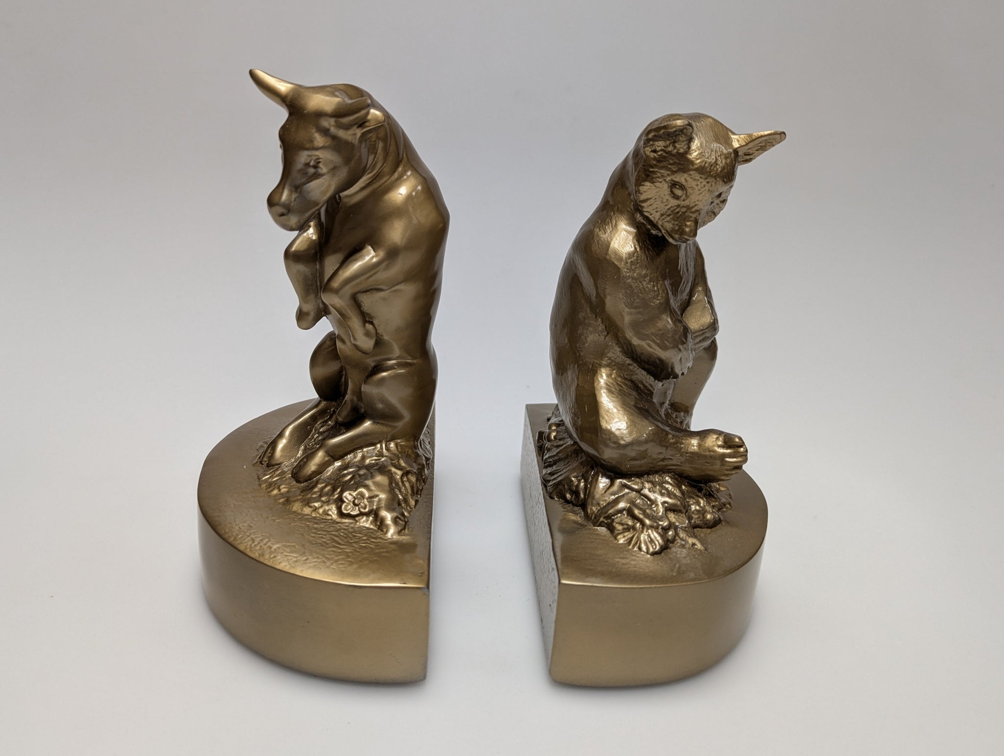 Bull and Bear brass bookends by PM Craftsman #168B