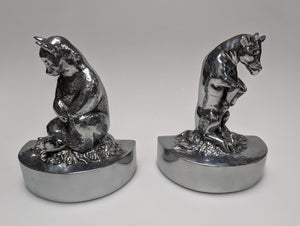 Bull and Bear silver bookends by PM Craftsman #168BS