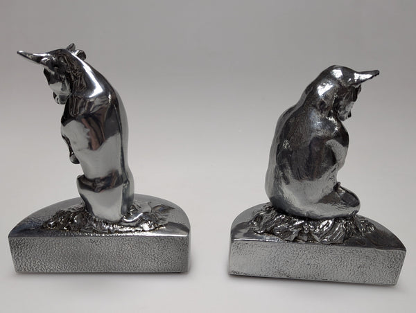 Bull and Bear silver bookends by PM Craftsman #168BS