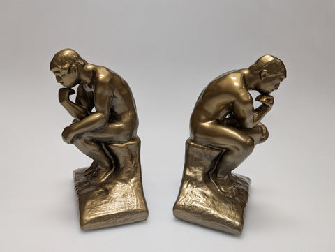 Rodin's The Thinker brass bookends by PM Craftsman #302B