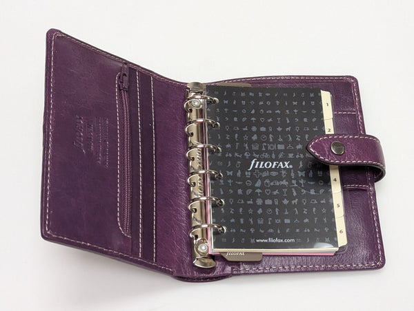 Filofax Purple Leather Malden Pocket Organizer #025849