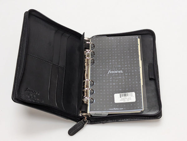 Filofax Nappa Personal Black Leather Zip Agenda #025150