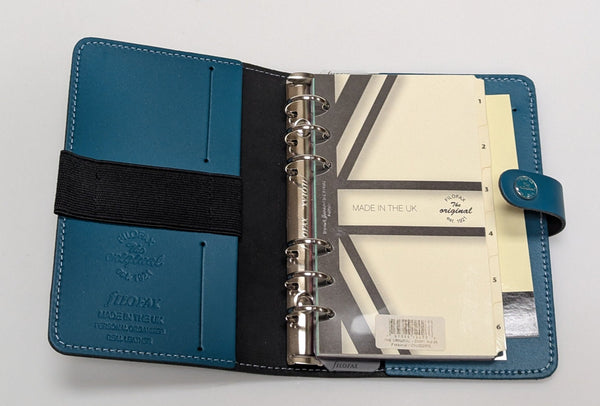 Filofax The Original Leather Dark Aqua Personal Agenda/Planner #022382