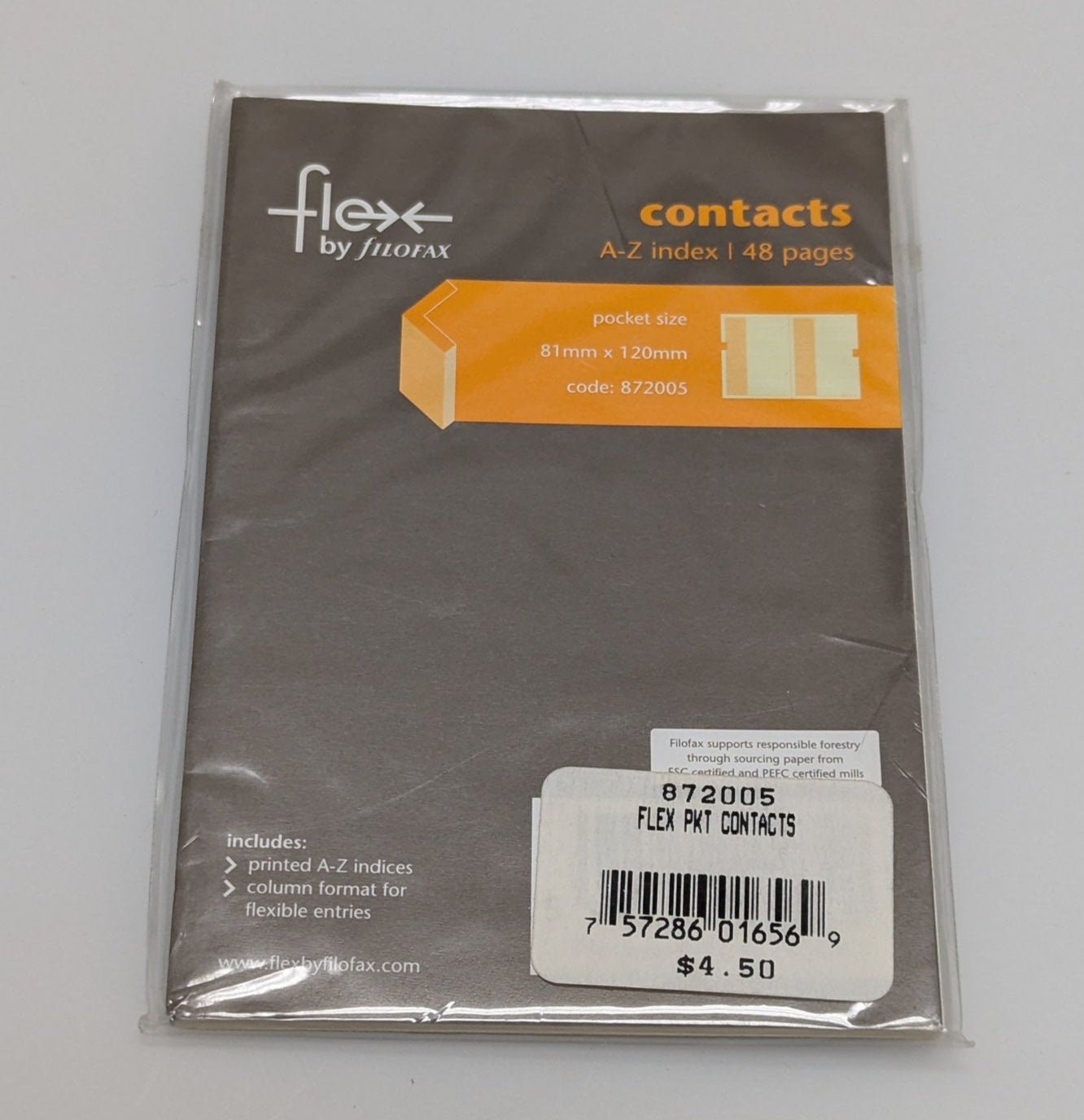 Filofax Contacts A-Z index 48 pages pocket size #872005