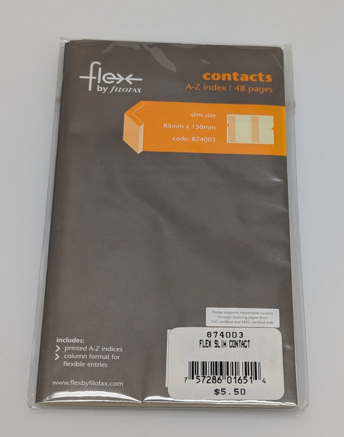 Filofax Contacts A-Z index 48 pages slim size #874003