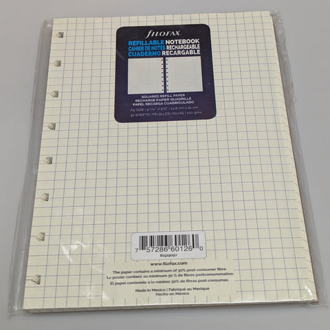 Filofax Refillable Notebook - A5 squared paper refill #152905U