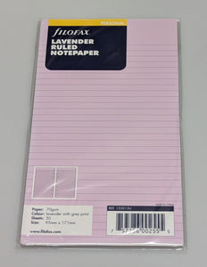 Filofax Personal Lavender Ruled Notepaper Refill #133015