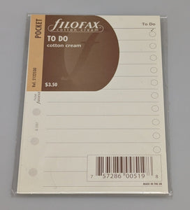 Filofax Pocket Cotton Cream To Do Refill #212253