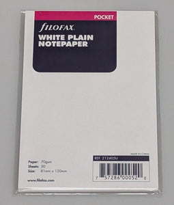 Filofax Pocket White Plain Notepaper refill #212405