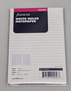 Filofax Pocket White Ruled Notepaper refill #213008