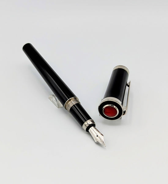 Cartier Art Deco Medium Black/Silver Fountain Pen (ST260002)