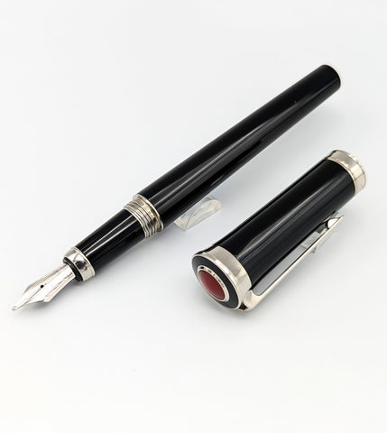 Cartier Art Deco Medium Black/Silver Fountain Pen (ST260002)